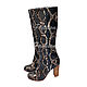 boots Python. Beautiful boots made of Python on the heel. Fashionable women's boots from Python. Stylish boots made of genuine Python leather. Designer boots made from Python. Boots Python zip.
