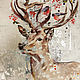Silver deer and birds, painting on canvas, interior painting, Pictures, Moscow,  Фото №1