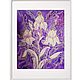 Batik 'Irises' panel, painting Irises, Batik flowers, Abstract, Pictures, Moscow,  Фото №1
