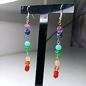 Украшения handmade. Livemaster - original item Chakra earrings with natural rainbow stones for harmony of soul and body. Handmade.