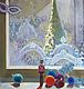 Картина ЗИМА, ЗИМНИЙ ВЕЧЕР, картина пейзаж, картина новый год. Масло, Картины, Пермь,  Фото №1