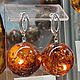 Серьги шары из янтаря, янтарные серьги, серьги круглые, новинка. Серьги классические. Катя. Интернет-магазин Ярмарка Мастеров.  Фото №2