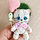 Заказать Белый котик с сердечком, Игрушка из шерсти котенок. Лёлики Валяные игрушки Ольги Деркунской. Ярмарка Мастеров. . Войлочная игрушка Фото №3