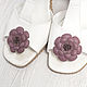 Клипсы для обуви с темно-розовыми цветами кожи. Клипсы для туфель, Украшения на ногу, Бриндизи,  Фото №1