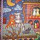 Лоскутное панно" Романтика и кошки", Картины, Суздаль,  Фото №1