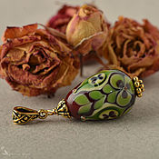 Украшения handmade. Livemaster - original item Easter Egg pendant burgundy with Murano glass drop pattern. Handmade.