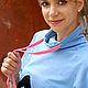 Голубой женский свитшот Фиеста, свитшот оверсайз с воротником стойка. Свитшоты. Лариса дизайнерская одежда и подарки (EnigmaStyle). Ярмарка Мастеров.  Фото №6