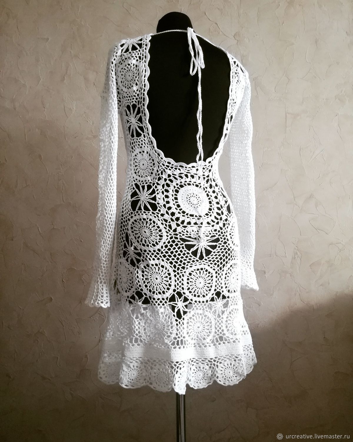 White crochet dress with open back, Dresses, Permian,  Фото №1