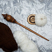 Материалы для творчества handmade. Livemaster - original item Spinning spindle 29,5 cm Siberian Cedar Wood spindle B46. Handmade.