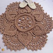 Для дома и интерьера handmade. Livemaster - original item Knitted Embossed Cord Mat Autumn Flower. Handmade.