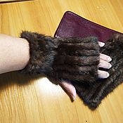 Аксессуары handmade. Livemaster - original item Fingerless gloves: fingerless gloves mink chocolate temptation. Handmade.