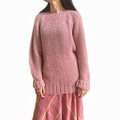 Костюм свитер и юбка Лазурь, вязаный спицами, косы, араны, полушерсть