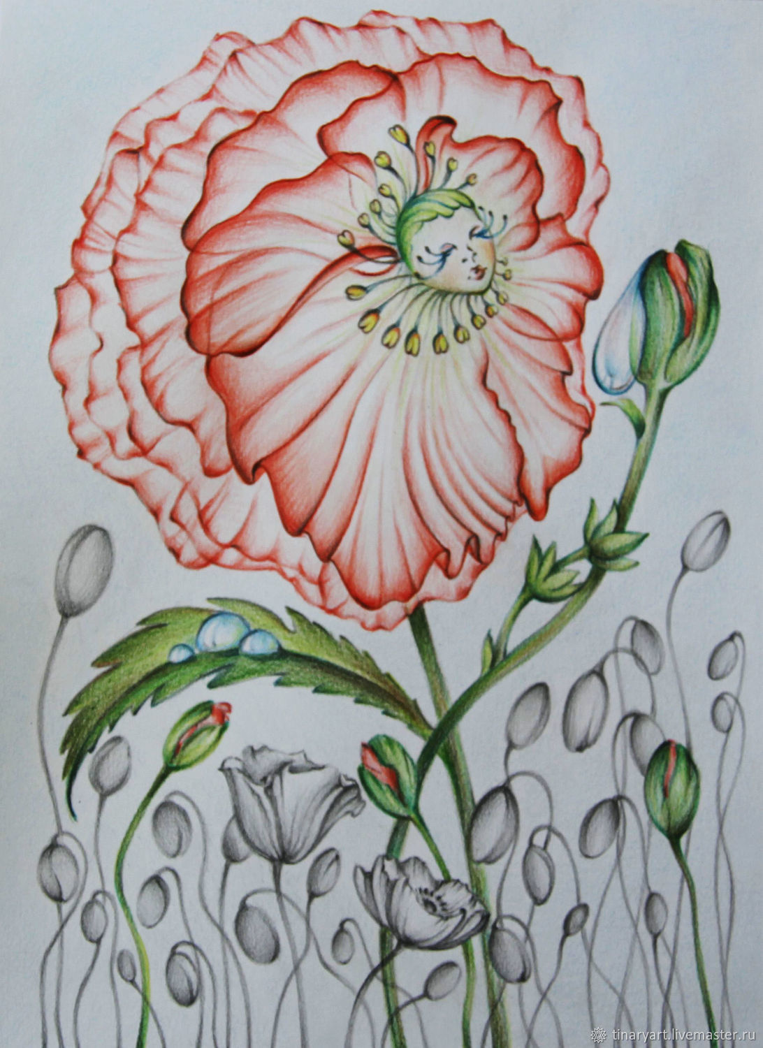 Цветок на ватмане рисунок