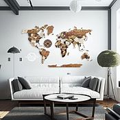 Деревянная карта мира на стену (Настенный декор)
