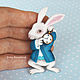 White rabbit brooch from Alice in Wonderland'. Brooches. Katy_Barysheva. My Livemaster. Фото №5