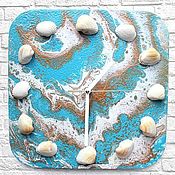 Для дома и интерьера handmade. Livemaster - original item Marine-style wall clock with shells Abstract 30 by 30 cm.. Handmade.