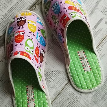 Обувь ручной работы. Ярмарка Мастеров - ручная работа Легкие тапочки "Совы". Handmade.