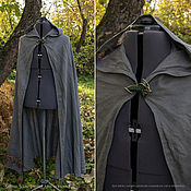 Субкультуры handmade. Livemaster - original item Linen Cloak Strider (inspired Aragorn LOTR) with lorien leaf brooch. Handmade.