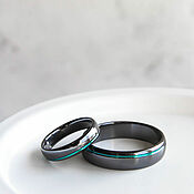 Свадебный салон handmade. Livemaster - original item Engagement rings: Titanium ring with a green stripe. Handmade.