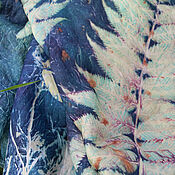 Шелковый платок. Многоцветный. Синий, бирюза, изумруд, папоротник