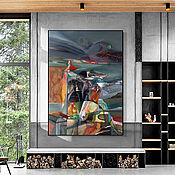 Картина маслом на холсте для интерьера Абстрактная живопись