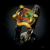 Украшения handmade. Livemaster - original item Ring with black opal. Handmade.