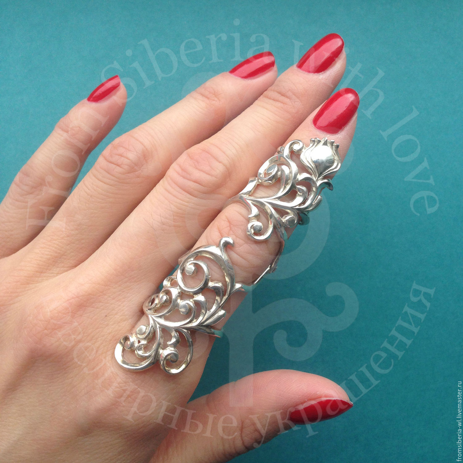 Кольцо на весь палец К147ФС серебро 925 в интернет-магазине Ярмарка Мастеров по цене 7500 ₽ – 3MHRHRU
