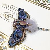 Украшения handmade. Livemaster - original item Brooch-pin: Brooch dragonfly blue and gold.. Handmade.