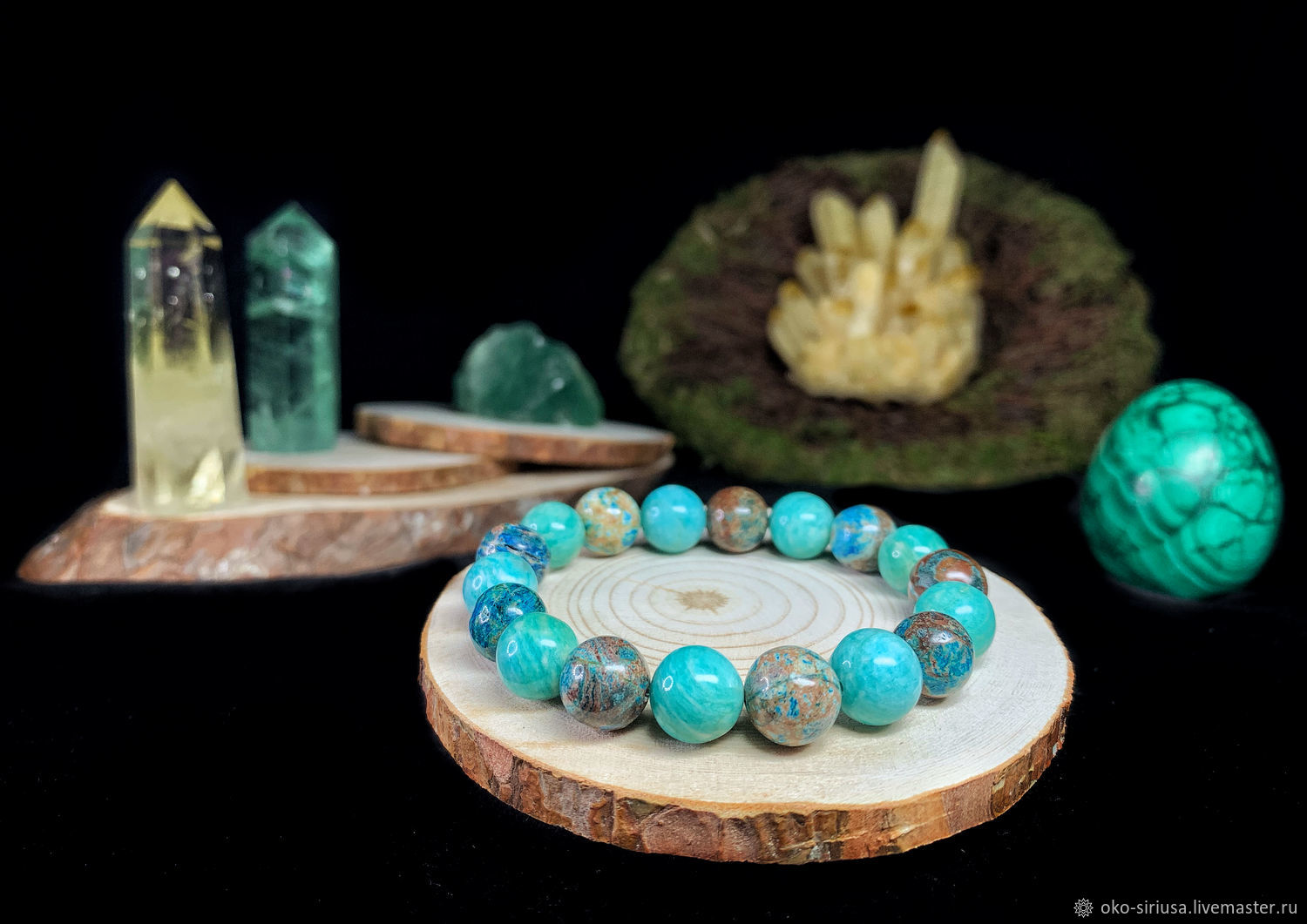 Bracelet made of natural Amazonite and Jasper, Bead bracelet, Moscow,  Фото №1
