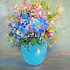 Oil painting. Flowers. Cornflowers and violets, Pictures, Alicante,  Фото №1