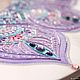 'Pink lilac' wall clock with dot painting (chameleon) mandala ornament

