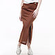 Заказать Brown linen skirt with a split. LINEN & SILVER ( LEN i SEREBRO ). Ярмарка Мастеров. . Skirts Фото №3