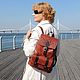  Women's red leather backpack with a pattern of Antia Mod P11-602, Backpacks, St. Petersburg,  Фото №1