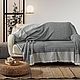 Стильный плед из хлопка 220*220, изумрудный. Пледы для пикника. TES`DECOR. Интернет-магазин Ярмарка Мастеров.  Фото №2