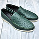 Men's loafers made of genuine ostrich leather, and genuine leather, Loafers, St. Petersburg,  Фото №1