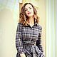 Shirt dress ' Gray-lavender cage'. Dresses. Alexandra Maiskaya. Online shopping on My Livemaster.  Фото №2