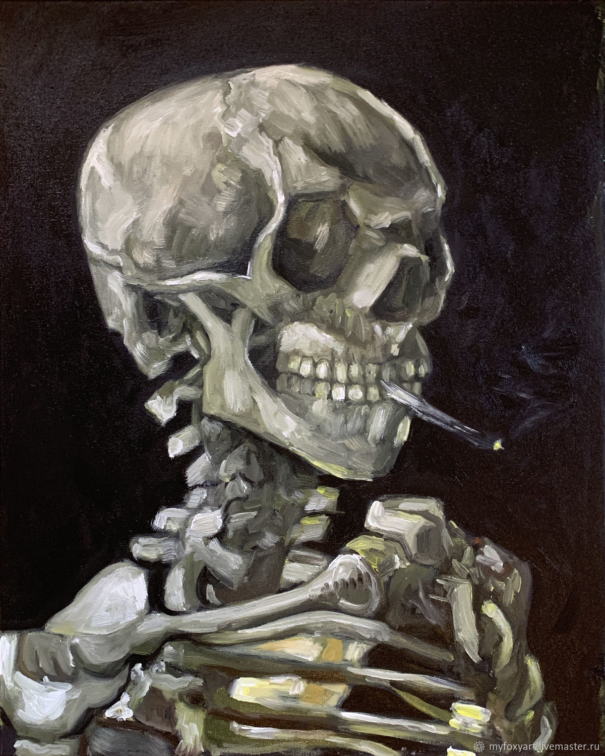 Череп с горящей сигаретой, Ван Гог, картина маслом на холсте, копия в  интернет-магазине Ярмарка Мастеров по цене 10000 ₽ – NQ8OURU | Картины,  Санкт-Петербург - доставка по России