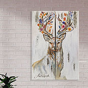 Картины и панно handmade. Livemaster - original item Silver Deer, Elegant steamy painting. Handmade.