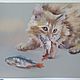 Pastel painting of cat and perch (grey beige red). Pictures. Pastelena. My Livemaster. Фото №5
