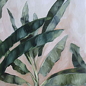 Картины и панно handmade. Livemaster - original item Banana palm Oil painting 30 x 40 cm tropics. Handmade.