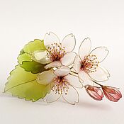 Украшения handmade. Livemaster - original item Cherry blossom hairpin with leaves handmade. Handmade.