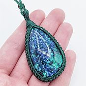Украшения handmade. Livemaster - original item Blue green pendant azurmalachite natural stone pendant on a cord. Handmade.