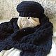 Beret and scarf-Cape'Dark blue' handmade. Headwear Sets. hand knitting from Galina Akhmedova. Online shopping on My Livemaster.  Фото №2