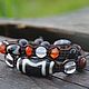 Amulet with three Dzi beads for baby. Stones: carnelian, obsidian. Bead bracelet. Jewerly for Happiness. Online shopping on My Livemaster.  Фото №2