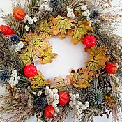 Венок из сухоцветов на дверь декоративный бохо венок eco wreath
