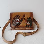 Сумки и аксессуары handmade. Livemaster - original item Leather bag with engraving and painting to order for Julia.. Handmade.