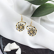 Украшения handmade. Livemaster - original item Braided golden ammonite earrings with natural lapis lazuli. Handmade.