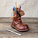 Order Boot made of genuine leather, for pens and pencils. Masterskaya 'FACTURE'. Livemaster. . Pencil holders Фото №3