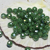 Материалы для творчества handmade. Livemaster - original item Beads 43 pcs Faceted 6/4 mm Olive Rainbow. Handmade.