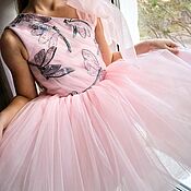 110 Пудровое платье для девочки на новый год праздничное пышное платье
